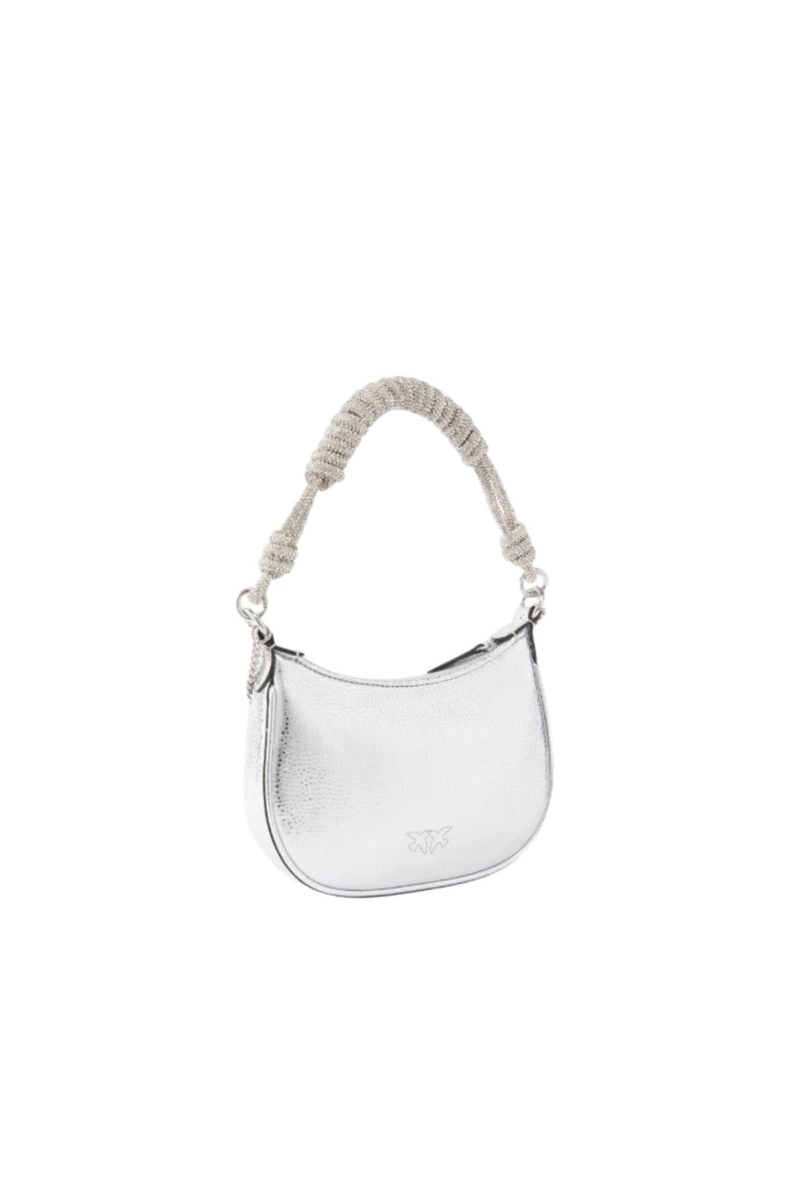  Pinko Borsa Baby Half Moon Pelle Laminata Argento Woman - 3
