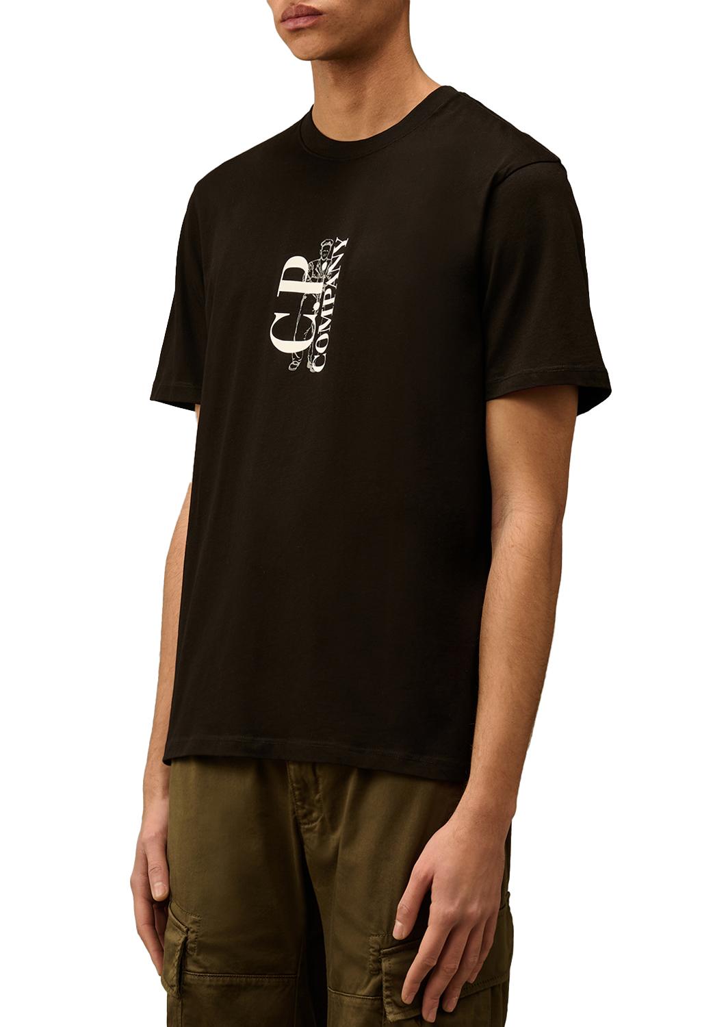  Cp Company Vertical Logo T-shirt Black Uomo - 5