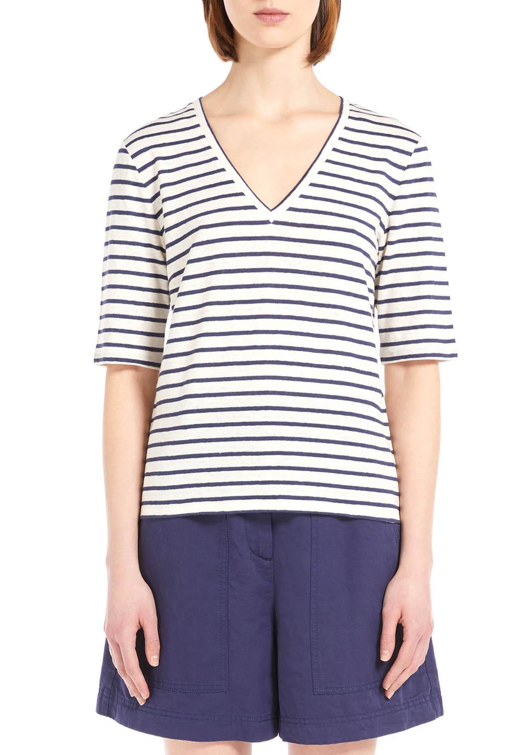  Max Mara T-shirt Lino Opzione Navy Woman - 5