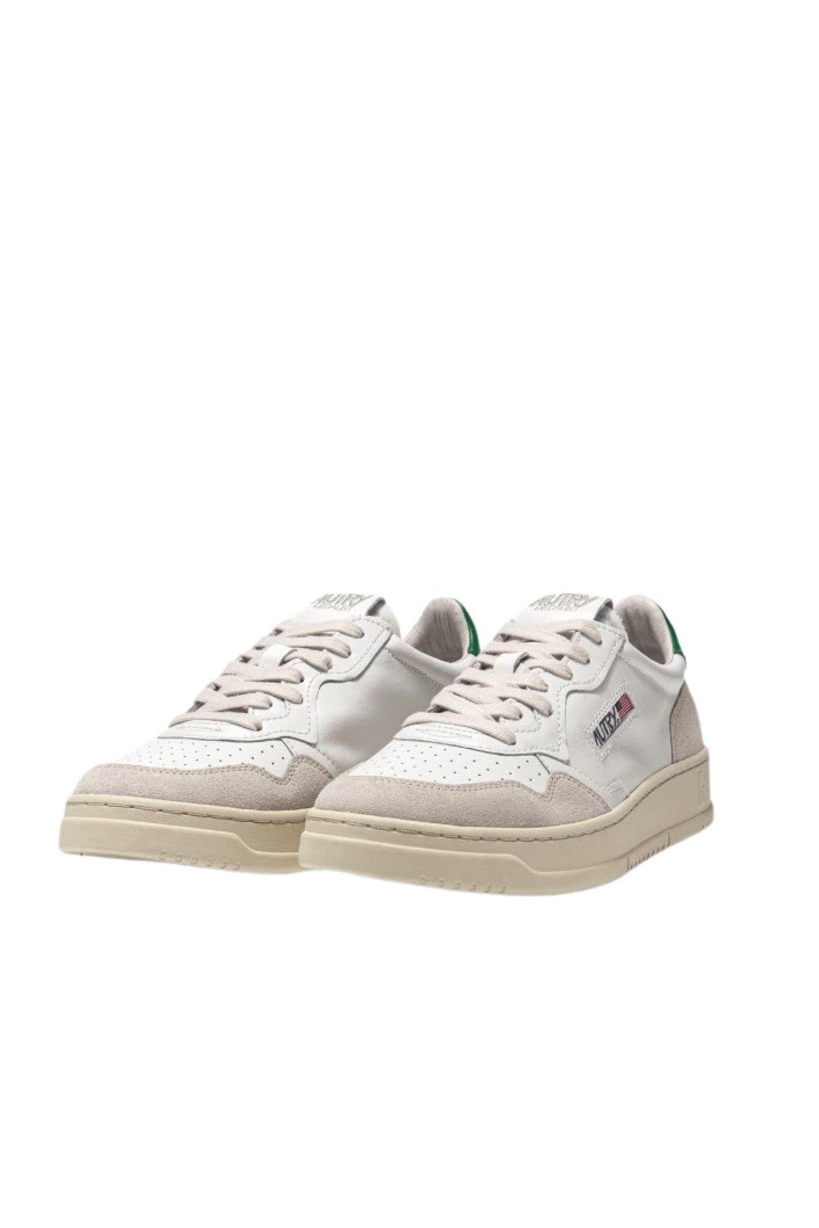 Autry Sneakers Medalist Low In Pelle Bianca E Amazon E Suede Beige Uomo - 2