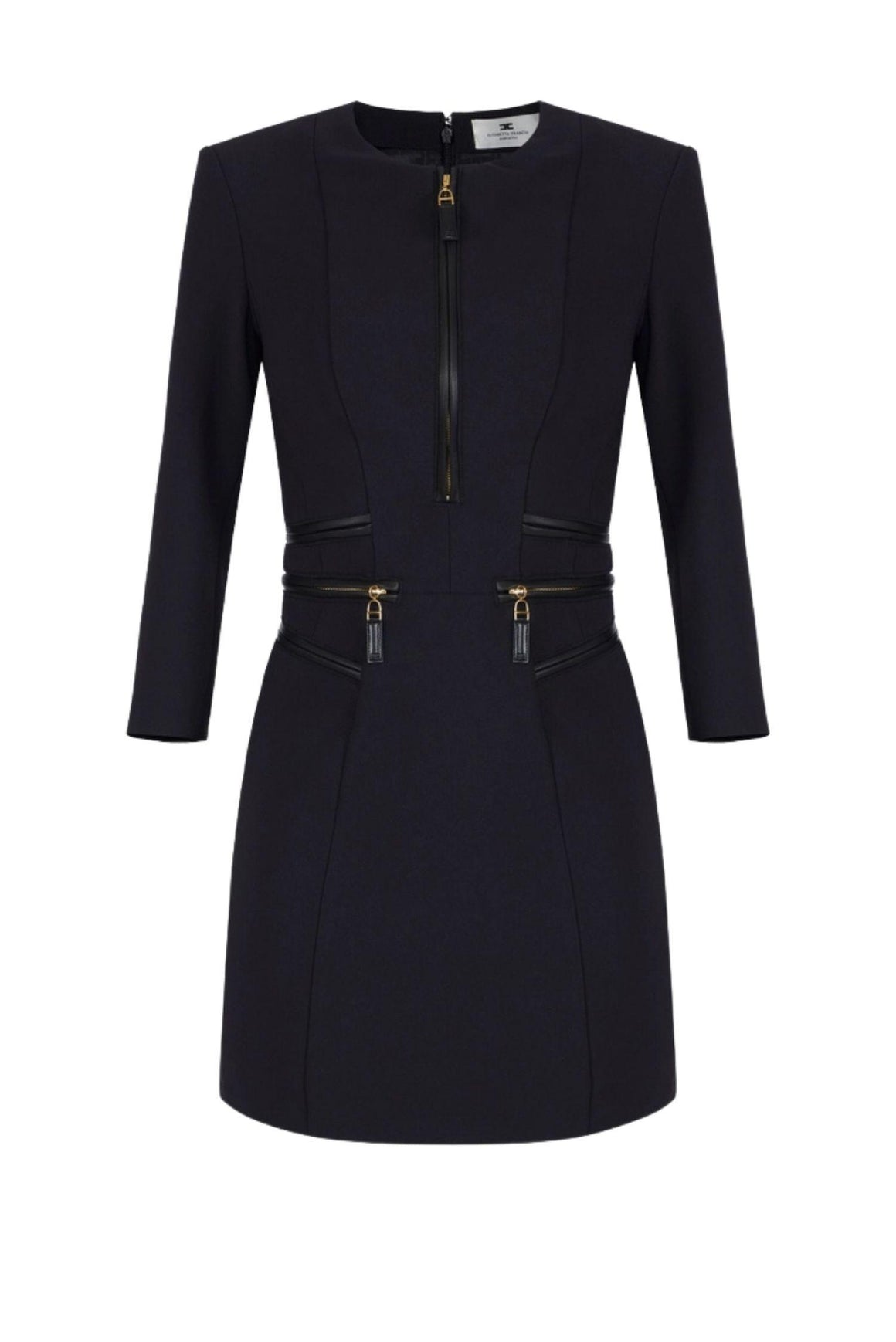  Elisabetta Franchi Abito In Doppio Crêpe Con Zip Nero Woman - 1