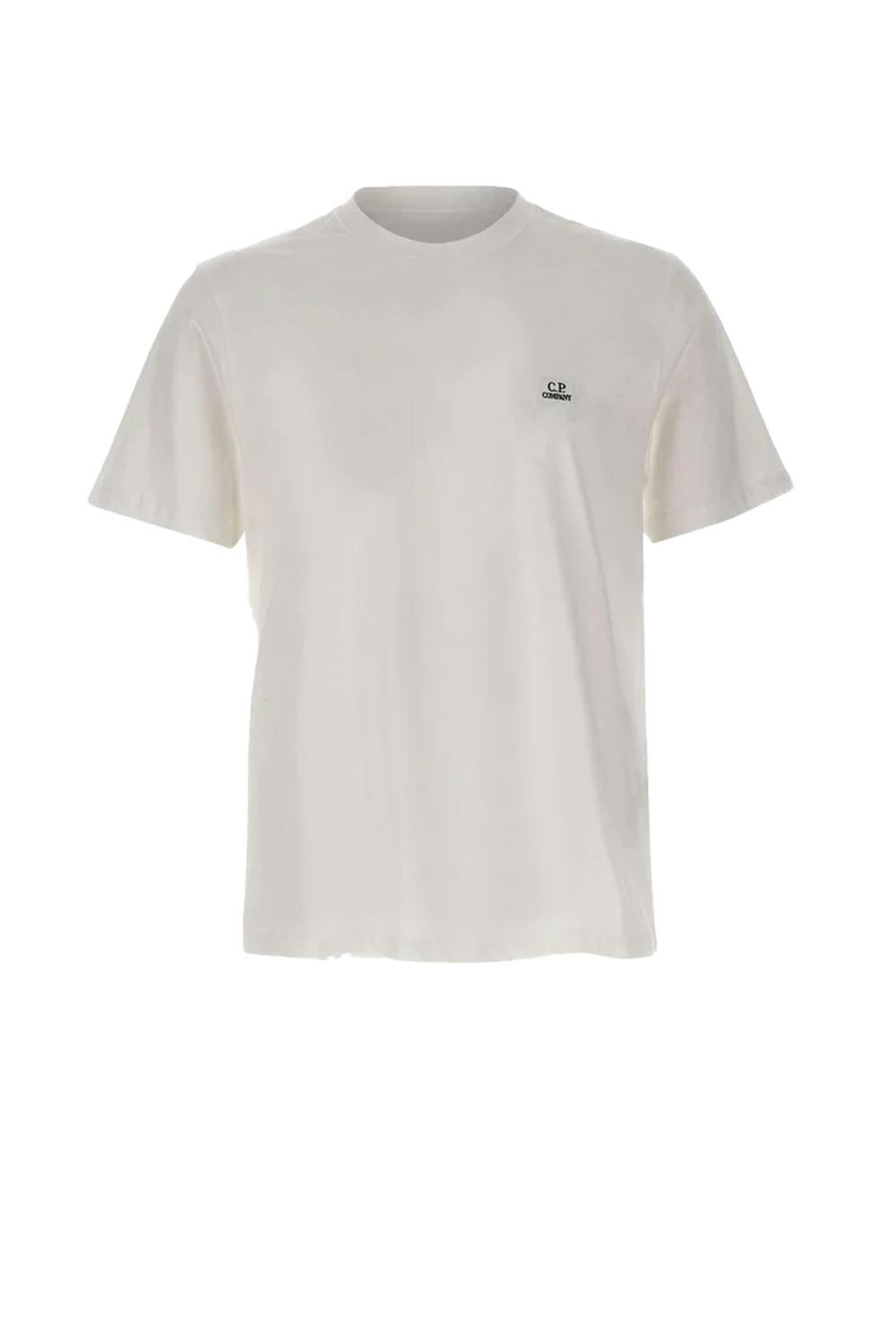  Cp Company C.p. Company T-shirt Logo Patch Gauze White Uomo - 1
