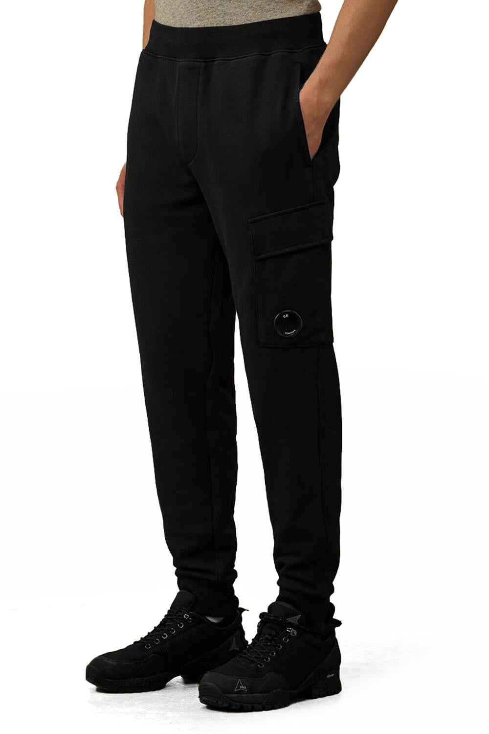 Cp Company Raised Fleece Lens Sweatpants Black Uomo - 2