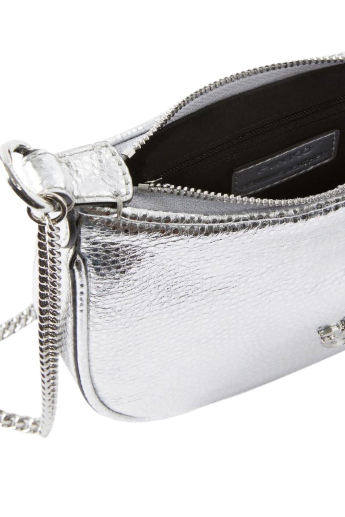  Pinko Borsa Baby Half Moon Pelle Laminata Argento Woman - 5
