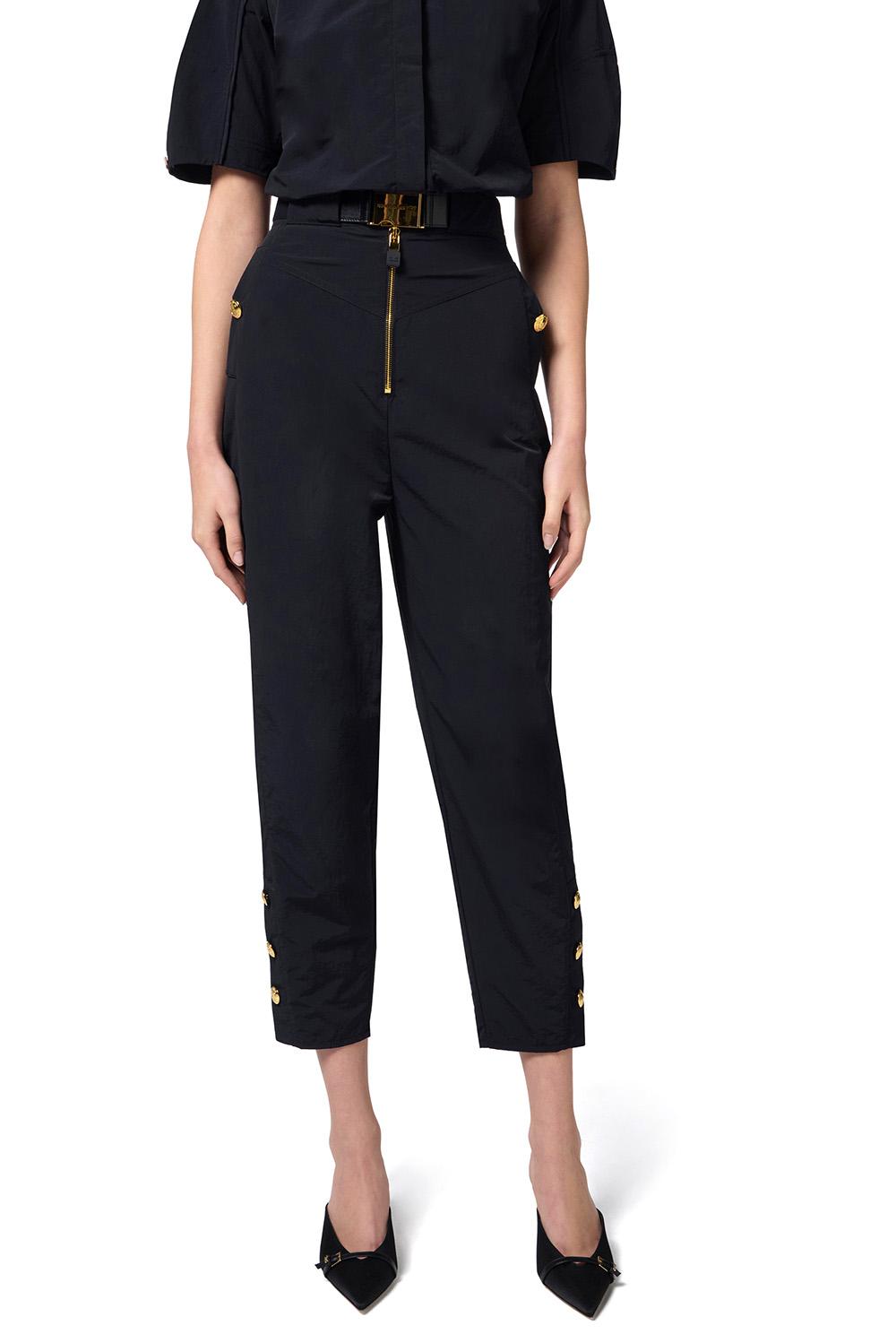  Elisabetta Franchi Pantaloni In Vela Tecnica Nero Woman - 2