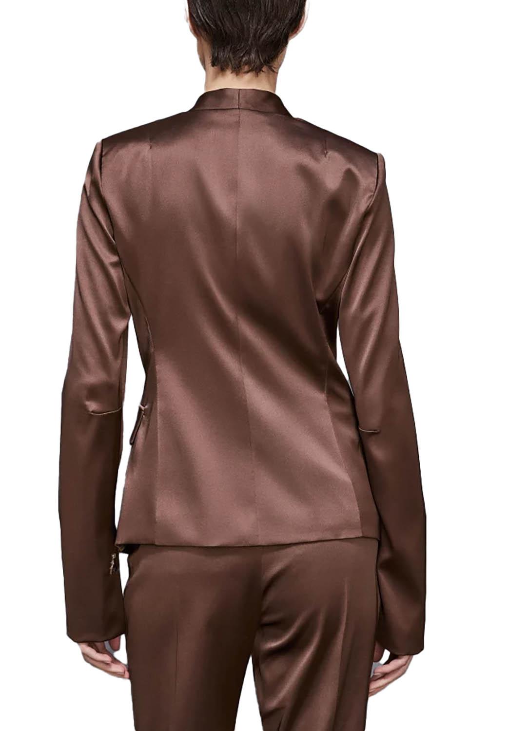  Patrizia Pepe Giacca In Raso Sensual Brown Woman - 3