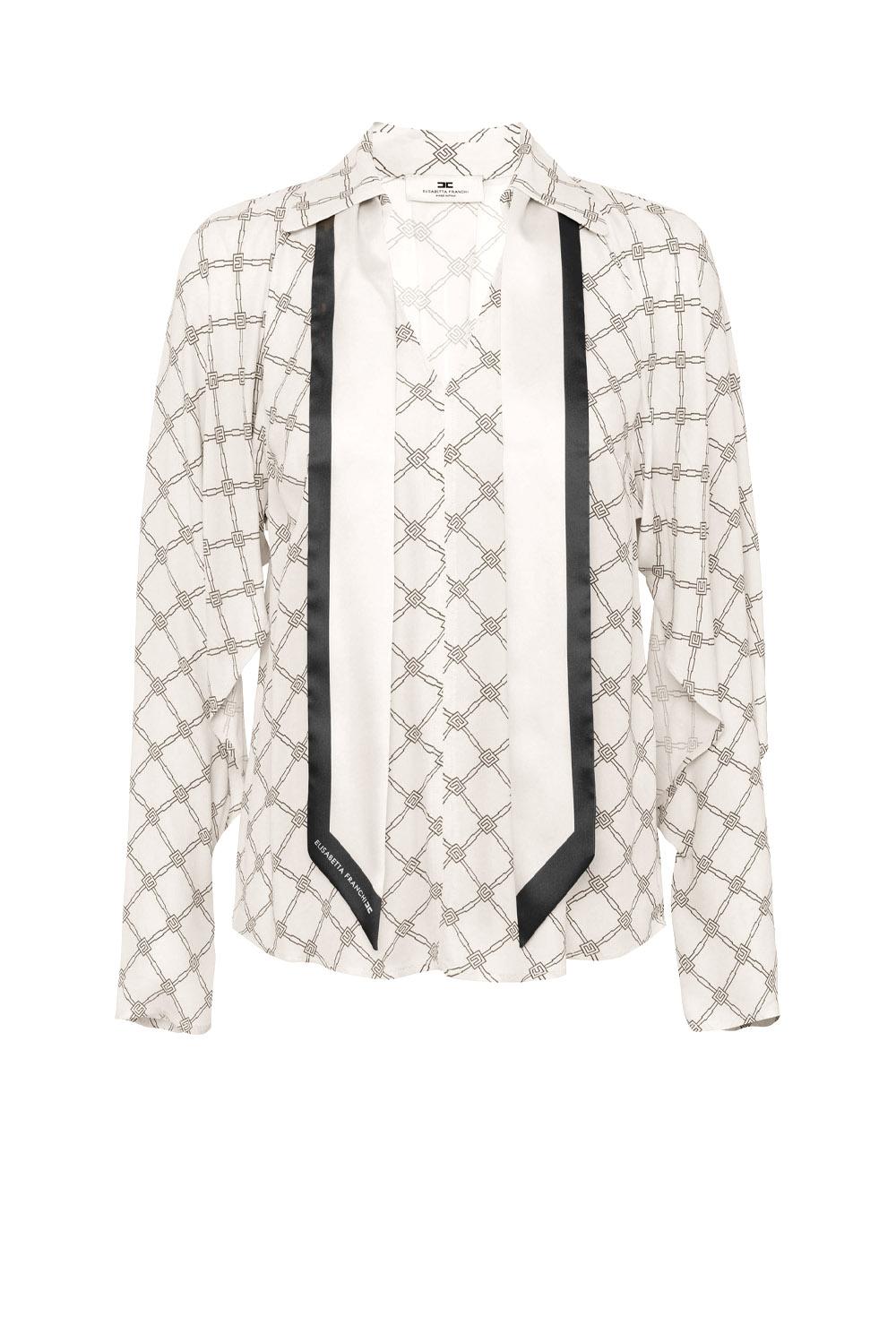  Elisabetta Franchi Camicia In Georgette Burro Nero Woman - 1