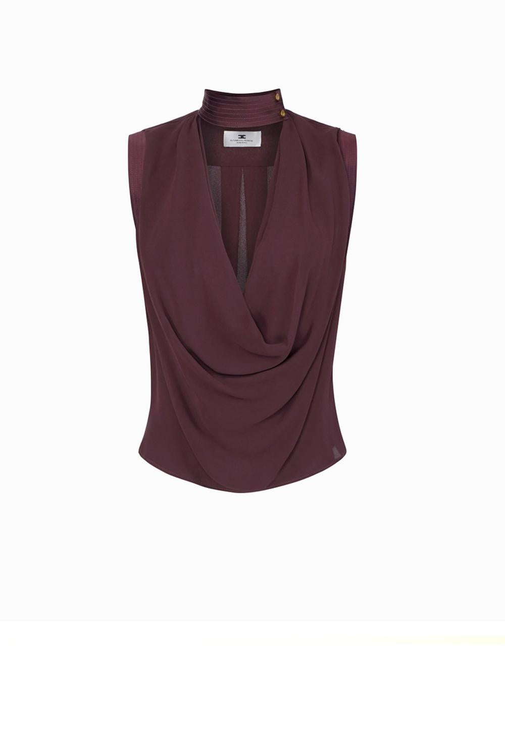  Elisabetta Franchi Top Georgette Cacao Woman - 1