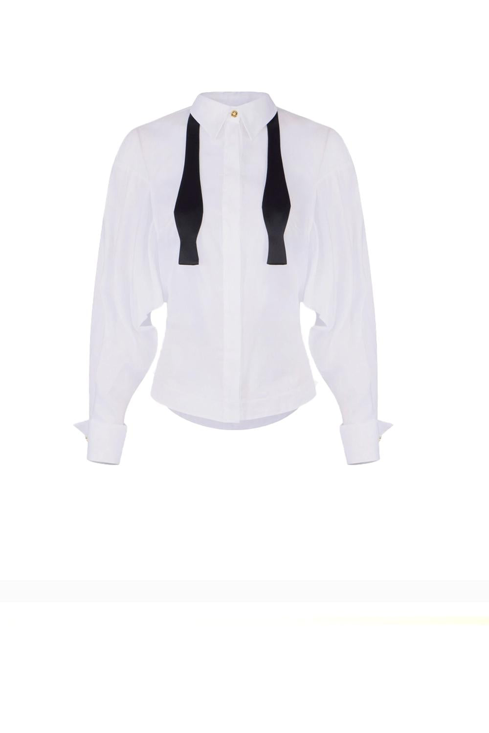  Elisabetta Franchi Camicia Papillon Bianco Nero Woman - 1