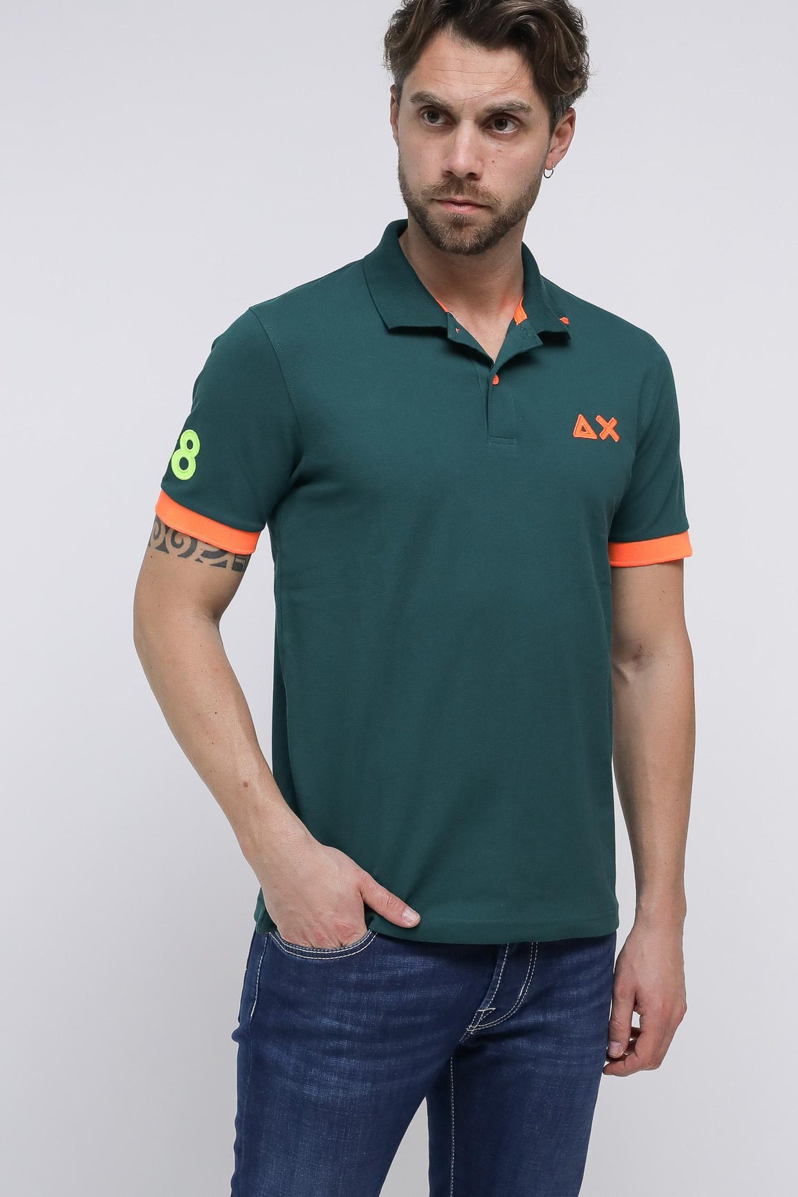  Sun 68 Polo Pique' Verde Uomo - 3