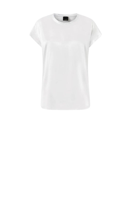 Blusa a maniche corte in satin colore bianco