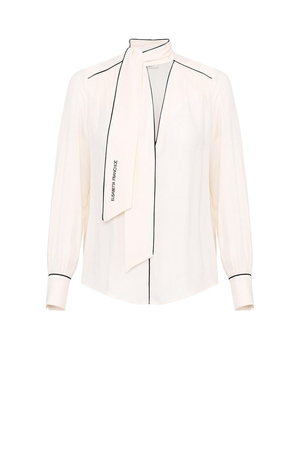  Elisabetta Franchi Camicia In Georgette Burro Nero Woman - 1