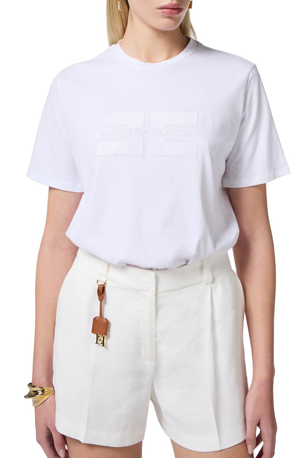  Elisabetta Franchi T-shirt In Jersey Gesso Woman - 7