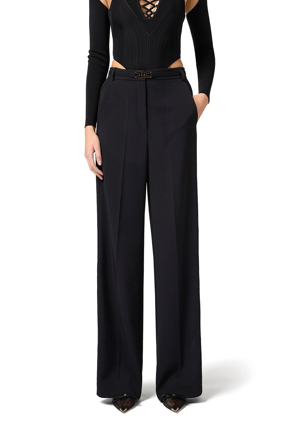  Elisabetta Franchi Pantaloni In Crêpe Nero Woman - 2