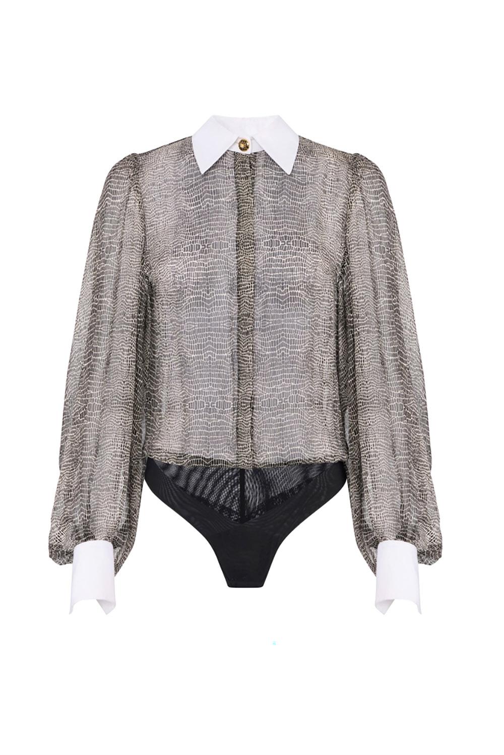  Elisabetta Franchi Body Con Stampa Pitone Nero Woman - 1