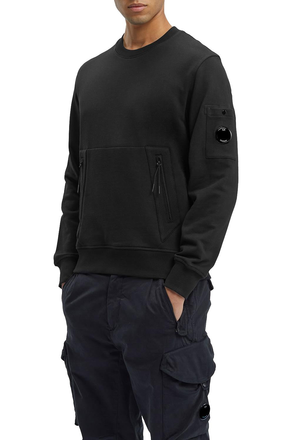  Cp Company Fleece Kangaroo Sweatshirt Black Uomo - 2