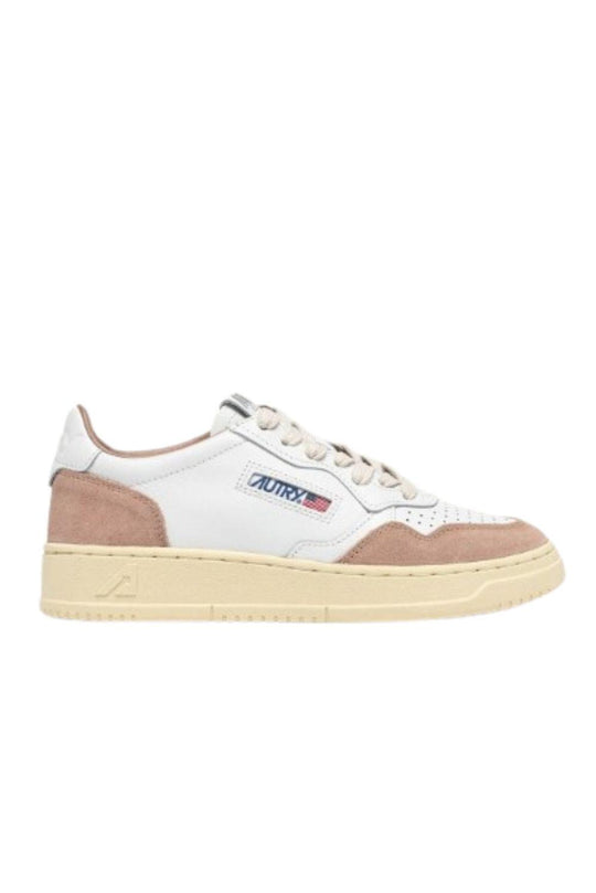 SNEAKERS MEDALIST LOW IN PELLE BIANCA E SUEDE ROSE CANNEL